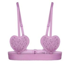 SKIMS Intimate Jelly Sheer Pink Heart Rhinestone Bralette Lingerie Top NWT